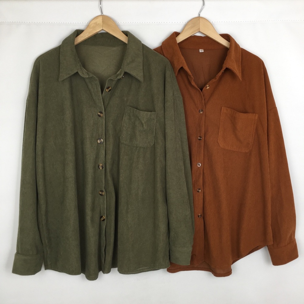 SHEIN Olive Green and Rust Button Down Shirts